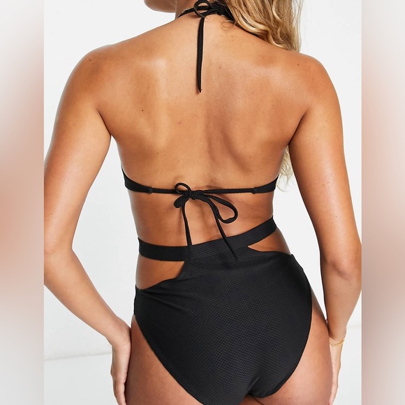 & Other Stories Cut-Out Square Halter Neck Black Swimsuit Size 6 NWOT - Picture 10 of 16